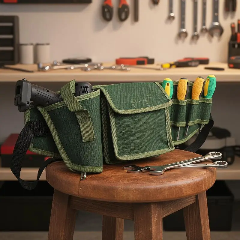 Tool Waist Pouch with Adjustable Belt and Large Capacity for Versatile Use in Workshops