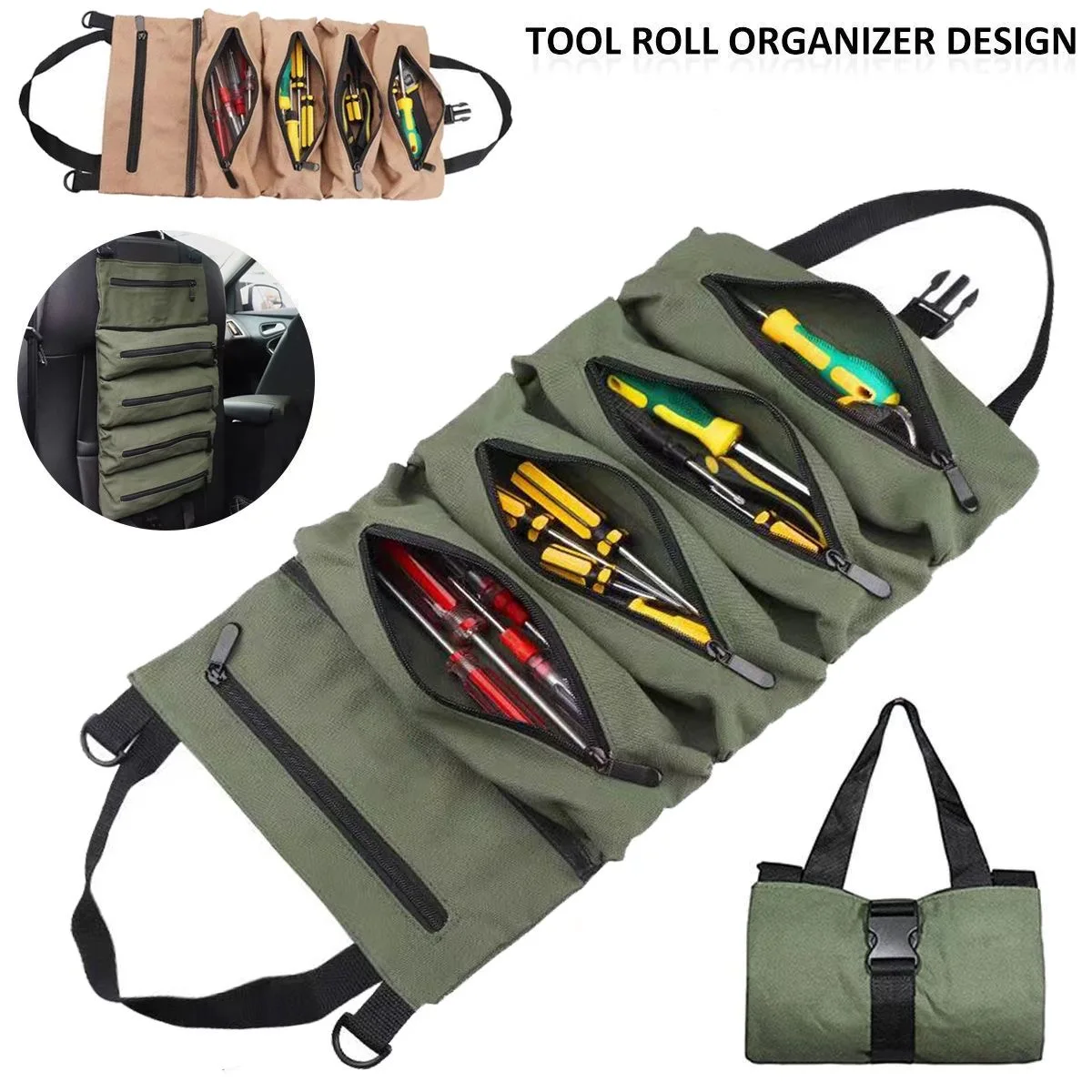 multifunction canvas Strong and durable Toolkit Repair vehicle tool bags wraparound packaging portable  Hardware storage bag