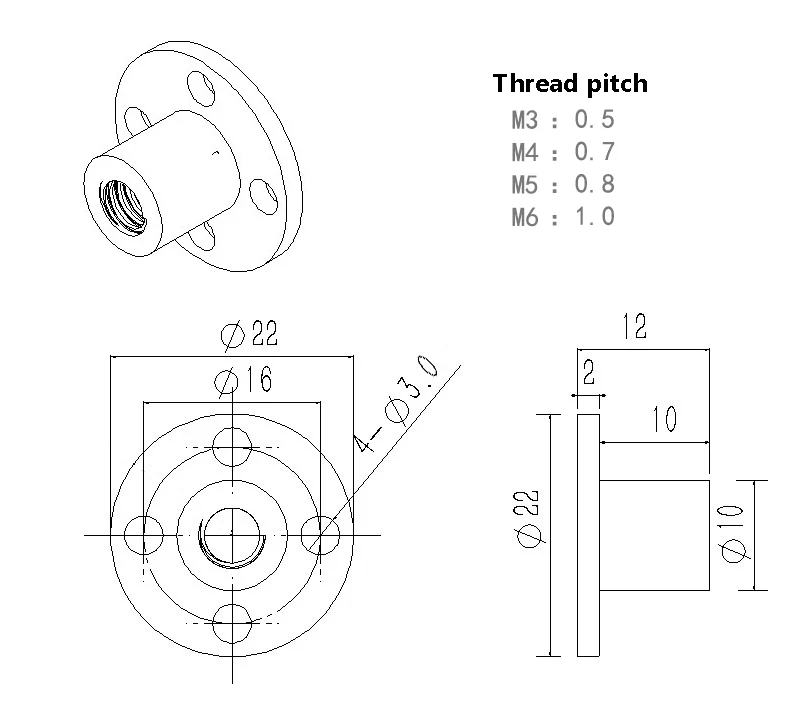 Steel Flange Coupling M3 M4 M5 M6 M8 Motor Spindle Connector Nuts Flange Couper Guide Shaft Support
