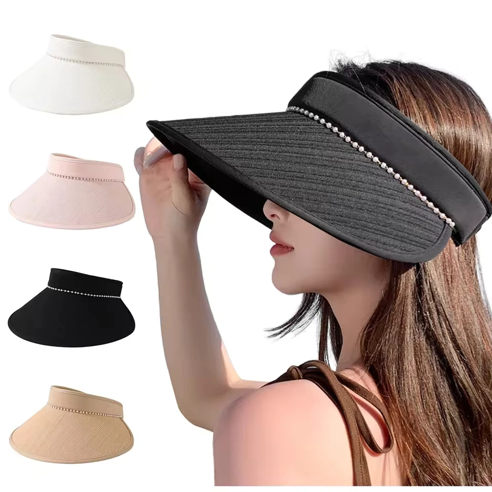 Sports Visor Hats Women Foldable Brim Lightweight Packable Adjustable Visor Caps Running Tennis Beach Huts