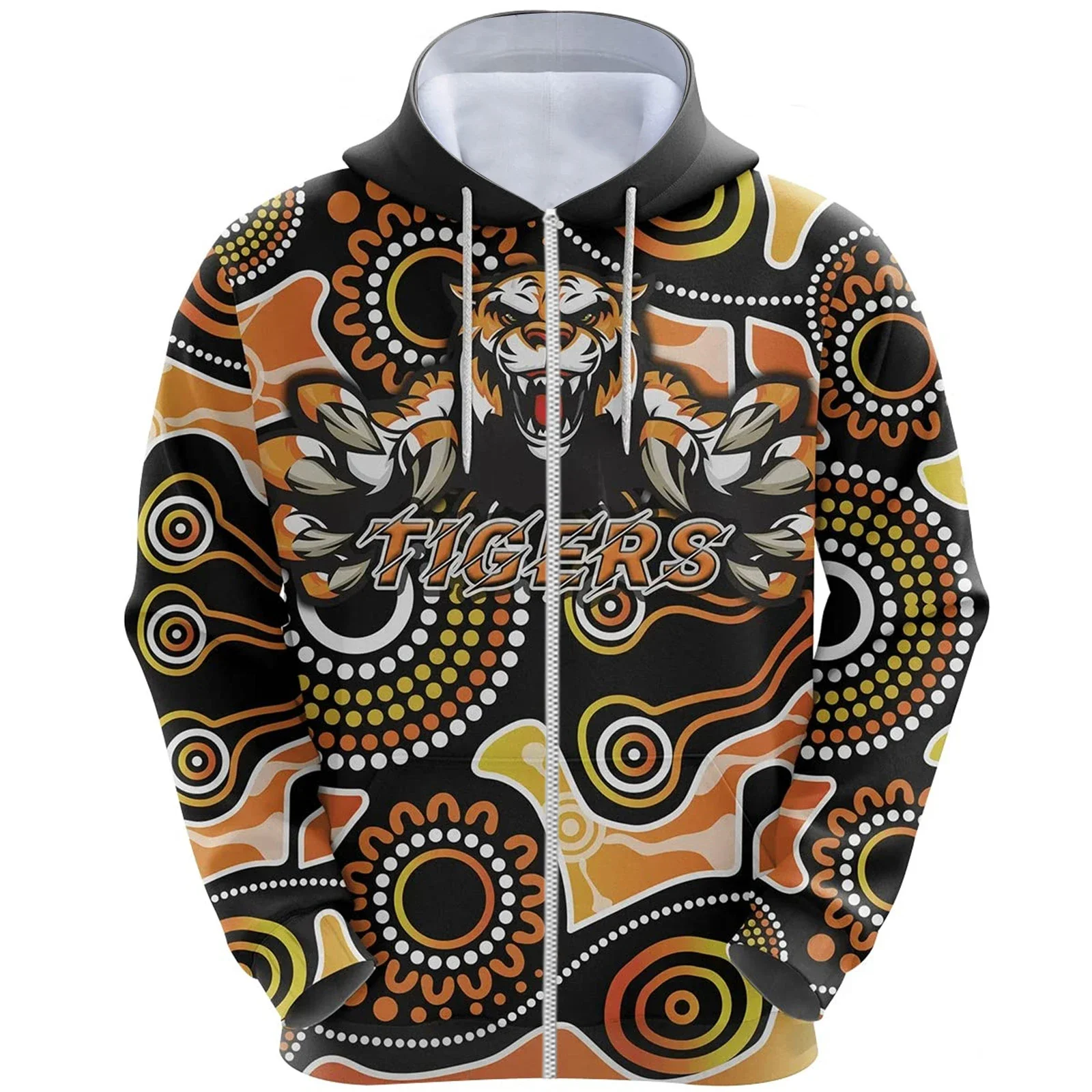 

HX Animal Tigers Hoodies 9 Styles Retro Pattern 3D Printed Casual Men's Zip Up Hoodie Coats Sportwear Boys Girls Streetwear