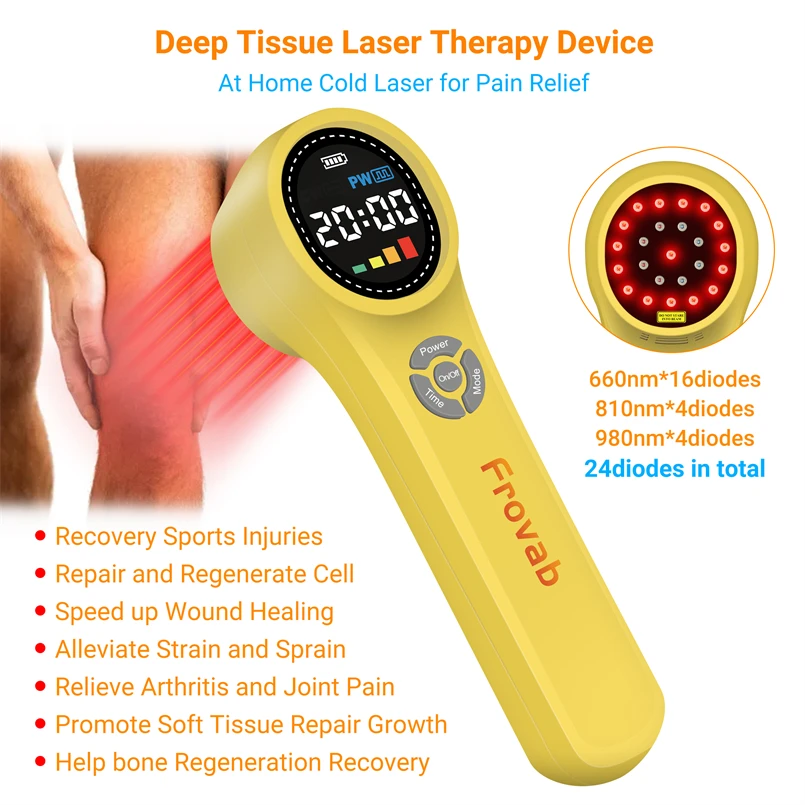 Thérapie au laser LLLT non invasive pour le traitement au laser oto, le pied, l'arthrite, le tennis, la régénération nerveuse du coude chez l'homme à la maison