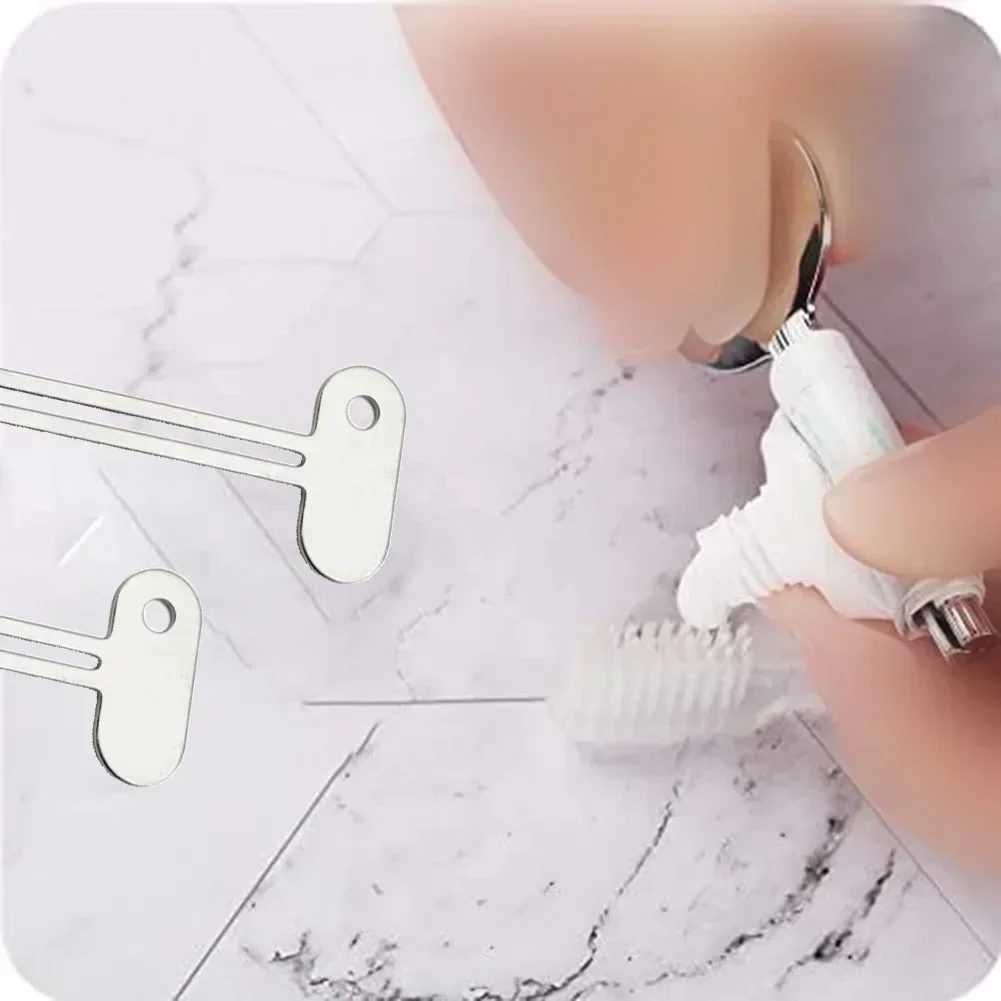 2Pcs Stainless Steel Toothpaste Tube Squeezers Metal Key Toothpaste Squeezers for Bathroom Hair Dye Cosmetic Tubes Squeezer