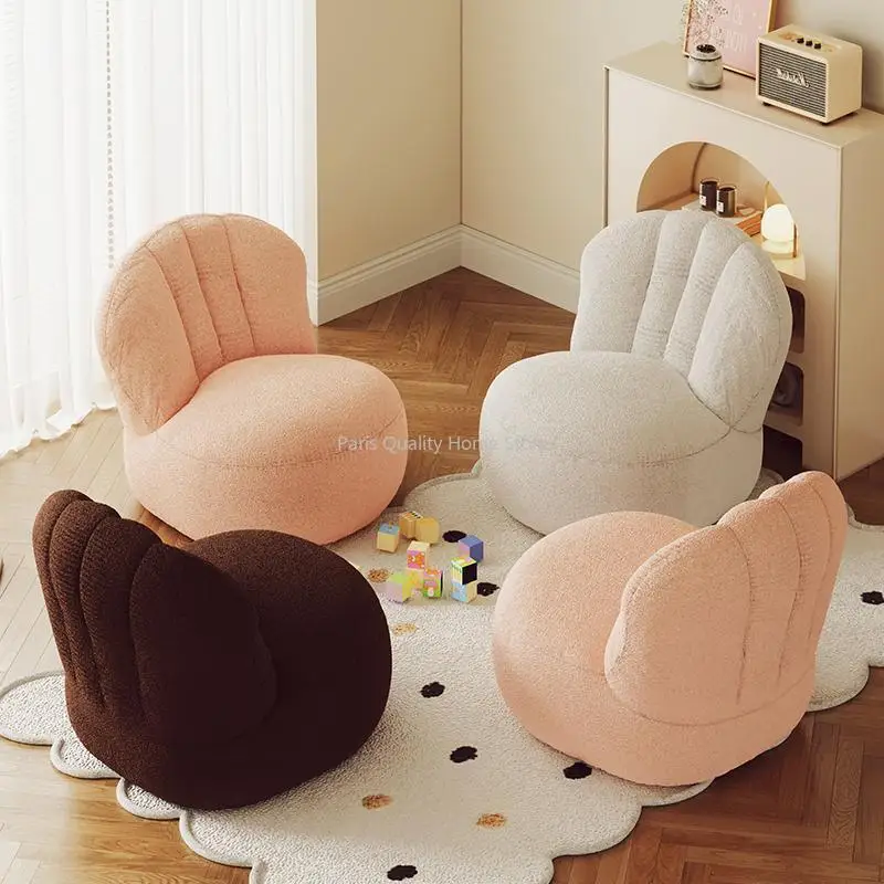 

Lazy Sofa Chair Single Cream Light Luxury Lamb Wool Living Room Balcony Casual Chair Bedroom Small Sofa Tatami