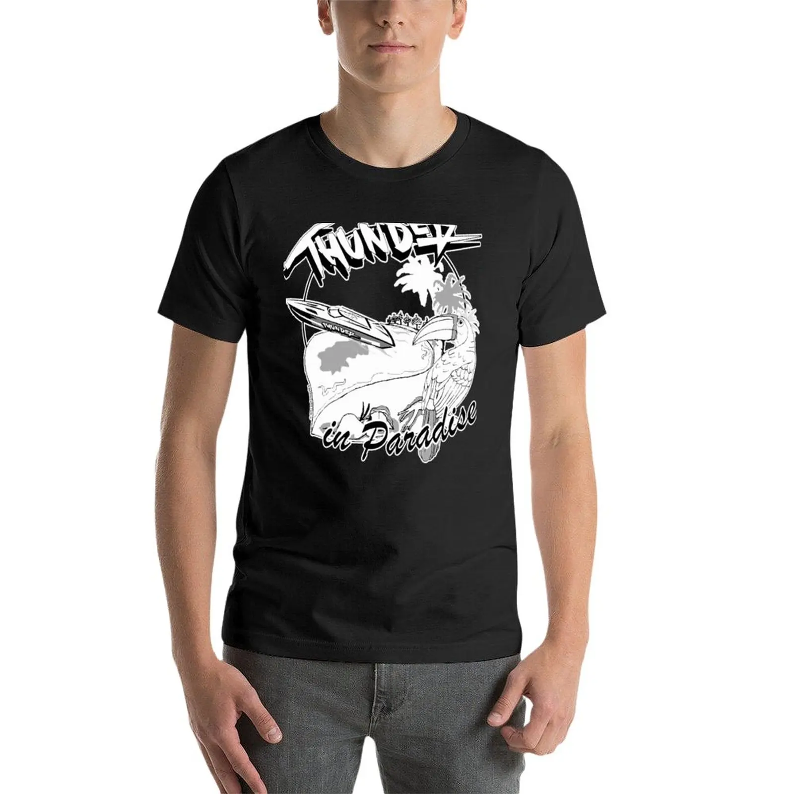 เสื้อยืด Essential ลาย Thunder in Paradise เสื้อสเวตเตอร์ลายกราฟิกเสื้อยืดโอเวอร์ไซส์สำหรับผู้ชายเสื้อยืดผ้าฝ้าย