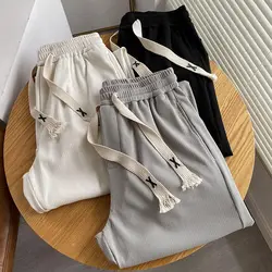 Ultra-thin Ice Silk Pants Men's Summer Tide Brand Trend All-match Handsome Drape 5XL Size Loose Fat Casual Pencil Pants