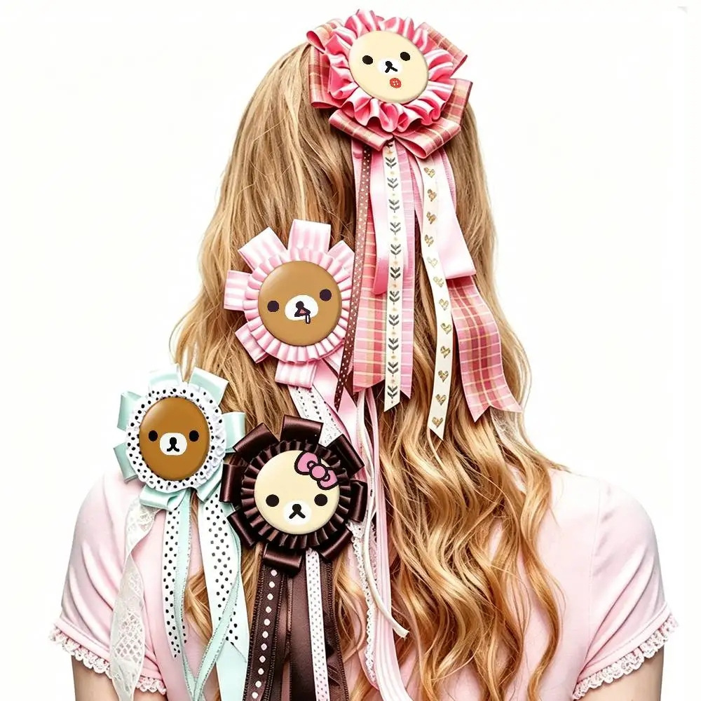 Cute R-Rilakkuma Laser Badge Creative Pins Brooch for Bag Clothes Hat Decor Gifts Fans Collect
