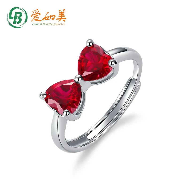 

Bow Love Cultivation Red Treasure Ring Women's 18K Gold PT950 Platinum Silver Plating 7-Layer Gold Cultivation Color Treasure