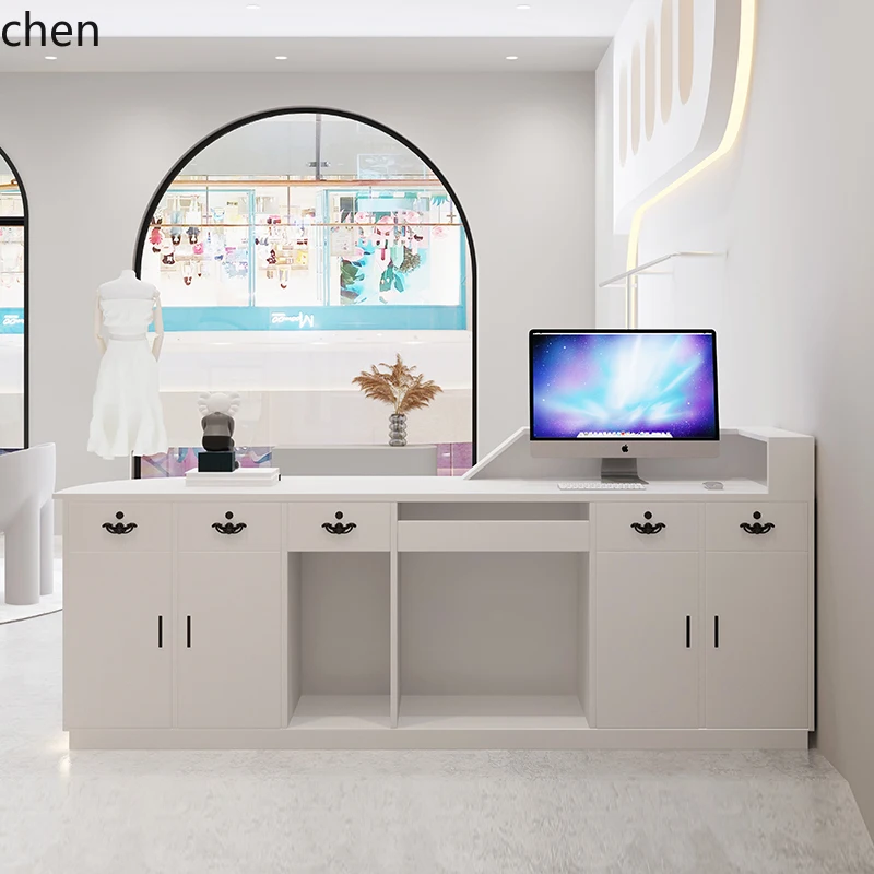 LXC modern simple clothing store stainless steel bar barber shop checkout page curved hair salon paint front desk bar