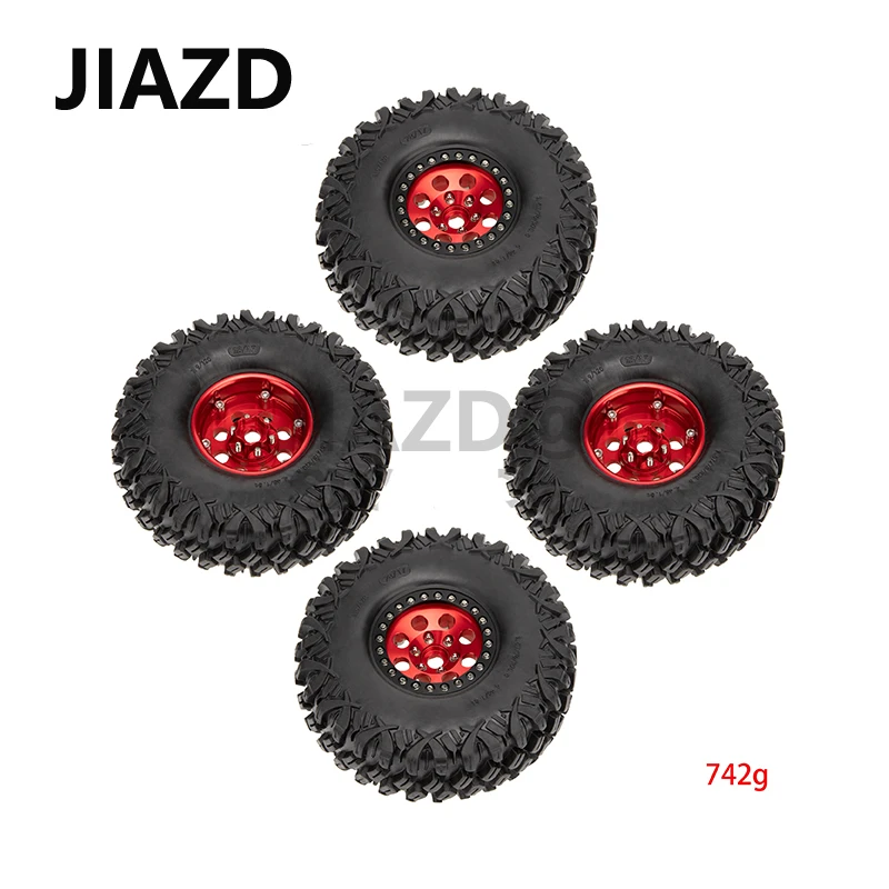 

4PCS 1.9 inches Aluminum Alloy Wheels & Rubber Tires Kit for 1/10 RC Rock Crawler TRX-4 Axial SCX10 90046 D90 Voodoo KLR