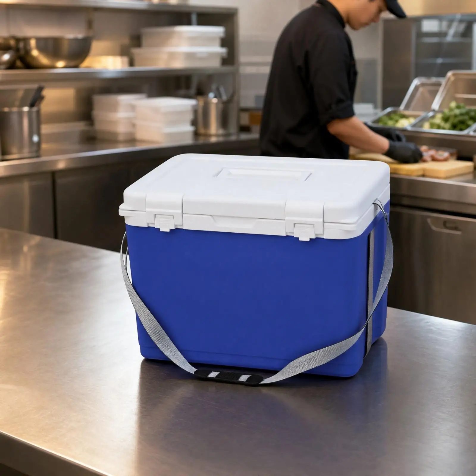 Portable Cold Storage Container with White Lid Rigid Construction Polystyrene Foam Foam Insulated Ice Box with PU Insulation for
