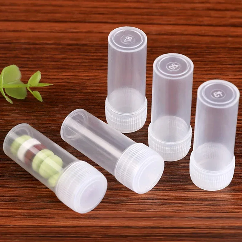 100Pcs 5ml Plastic Test Tubes Bottle with Screw Cap Empty Refillable for Travel Pills Powders Capsules Sample Storage Container