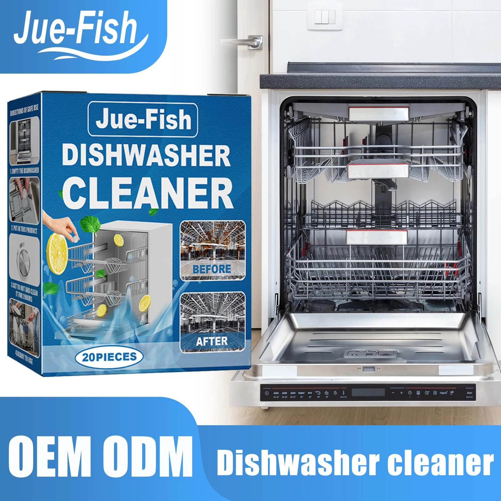 Multi-effect Dishwasher Cleaning Tablets Remove Oil Stain Eliminate Odor Reduce Bacterial Growth Household Dishwasher Cleaner