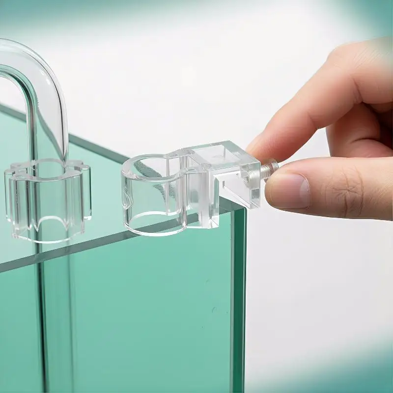 Acrylic Fish Tank Water Pipe Clamp Adjustable Filter Hose Holder Anti-Slip Fixed Bracket for Aquarium Inflow Outflow Tube Fixing
