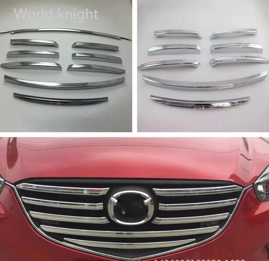 9pcs/set ABS CHROME FRONT GRILL GRILLE COVER TRIM GUARD MOLDING ACCESSORIES FIT FOR 2015 2016 MAZDA CX-5 CX5