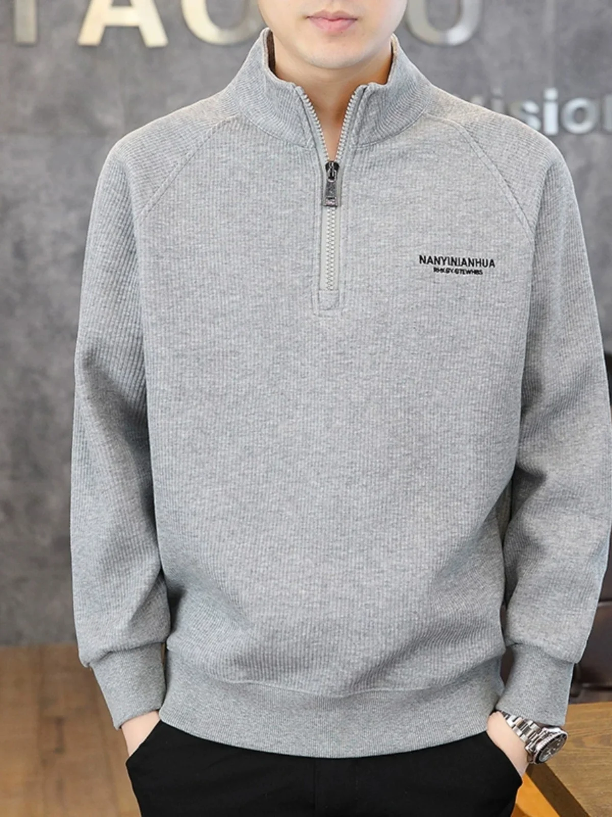 

Men's Zipper Long Sleeve Hoodie Stand Collar Slim Fit Casual Top Fashionable Spring New Arrival Comfortable Cotton Polyester ...