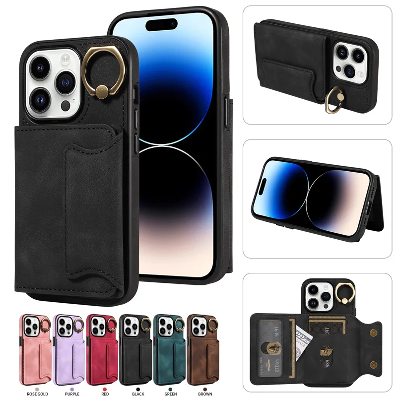 

Кожаный чехол-бумажник для iPhone 15 14 13 12 11 Pro Max SE X XR XS Max 8 7 Plus