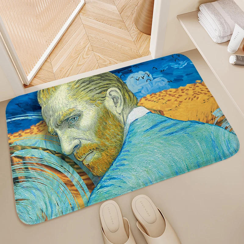 

House Entrance Mat B-Van Gogh Custom Kitchen Living Room Bathroom Rug Aesthetic Mat for Hallway Bedroom Floor Carpet Anti Slip