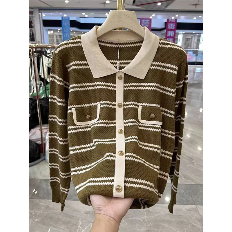 

Oversized Women Clothing Office Lady Simplicity Patchwork Turn-down Collar Long Sleeve Pullovers Female All-match Buttons Tops