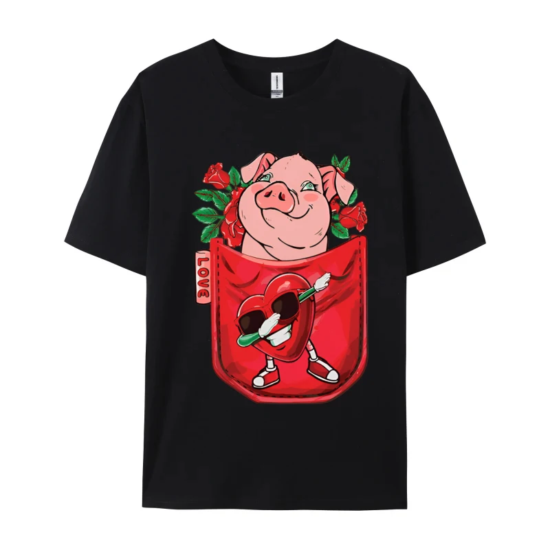 Vintage Pig In Pocket Dabbing Heart Sunglasses Tshirt Premium Cotton Tee Top Streetwear Printed T-shirt