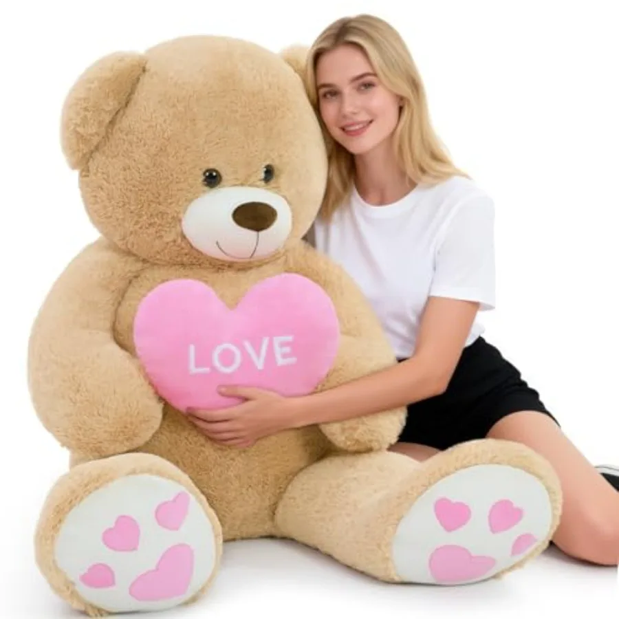

Giant 52 Teddy Bear Stuffed Animal Soft Plush Toy in Brown with Love Heart for Girlfriend Boyfriend - Large I Love You Gift for