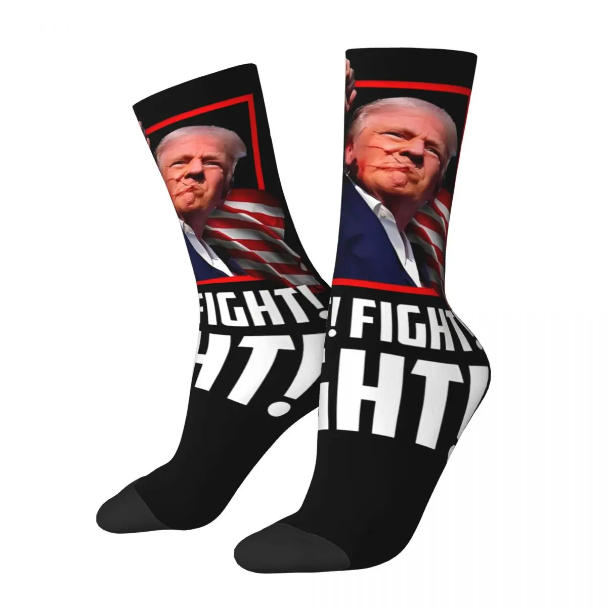 

Men Women Donald Trump Fight Socks 2024 President Trump Shot Socks Harajuku Merch Middle Tube Stockings Amazing Gift