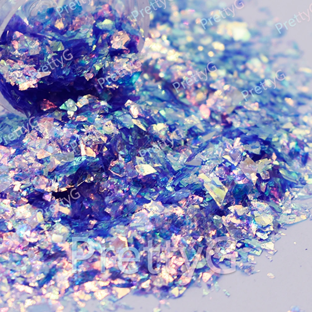 PrettyG Groothandel CS Rainbow Nail Onregelmatige schermen Glittervorm Aurora Pailletten voor Hars DIY Art Craft Nagelmake-up Decoratie