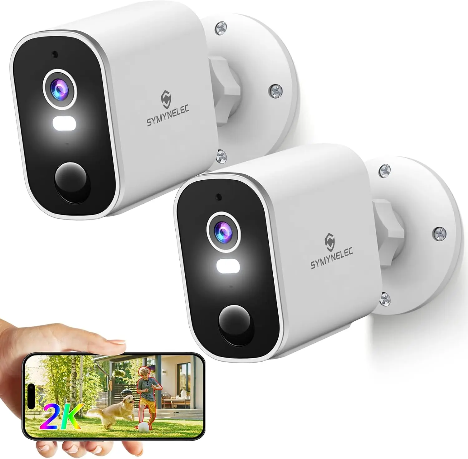 Wireless Outdoor 2K Security Cameras, Battery-Powered WiFi with AI Motion Detection, Night Vision, Siren, 2-Way Talk, IP65