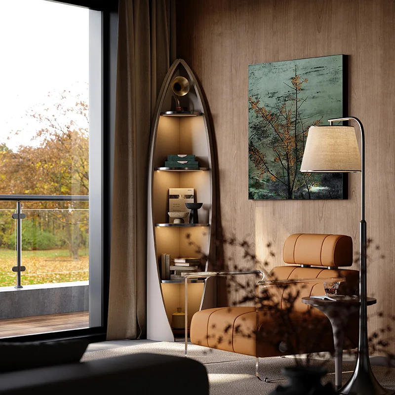 Corner cabinet luxury high-end modern floor-to-ceiling living room display cabinet storage