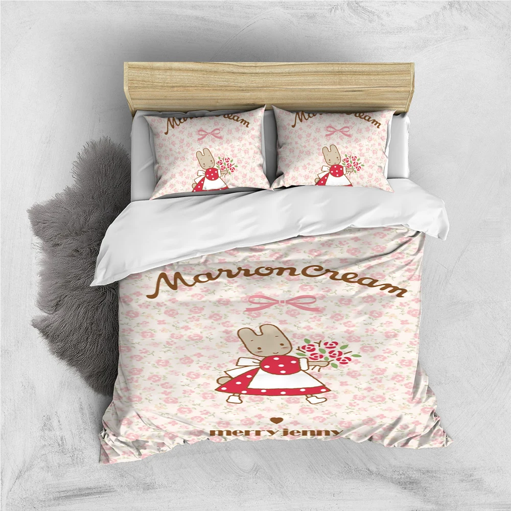 

MARRONCREAM Kawaii Duvet Cover Set Home Style Bedding Soft Laundry Cotton Bed 3 Piece Set Student Dormitory Gift