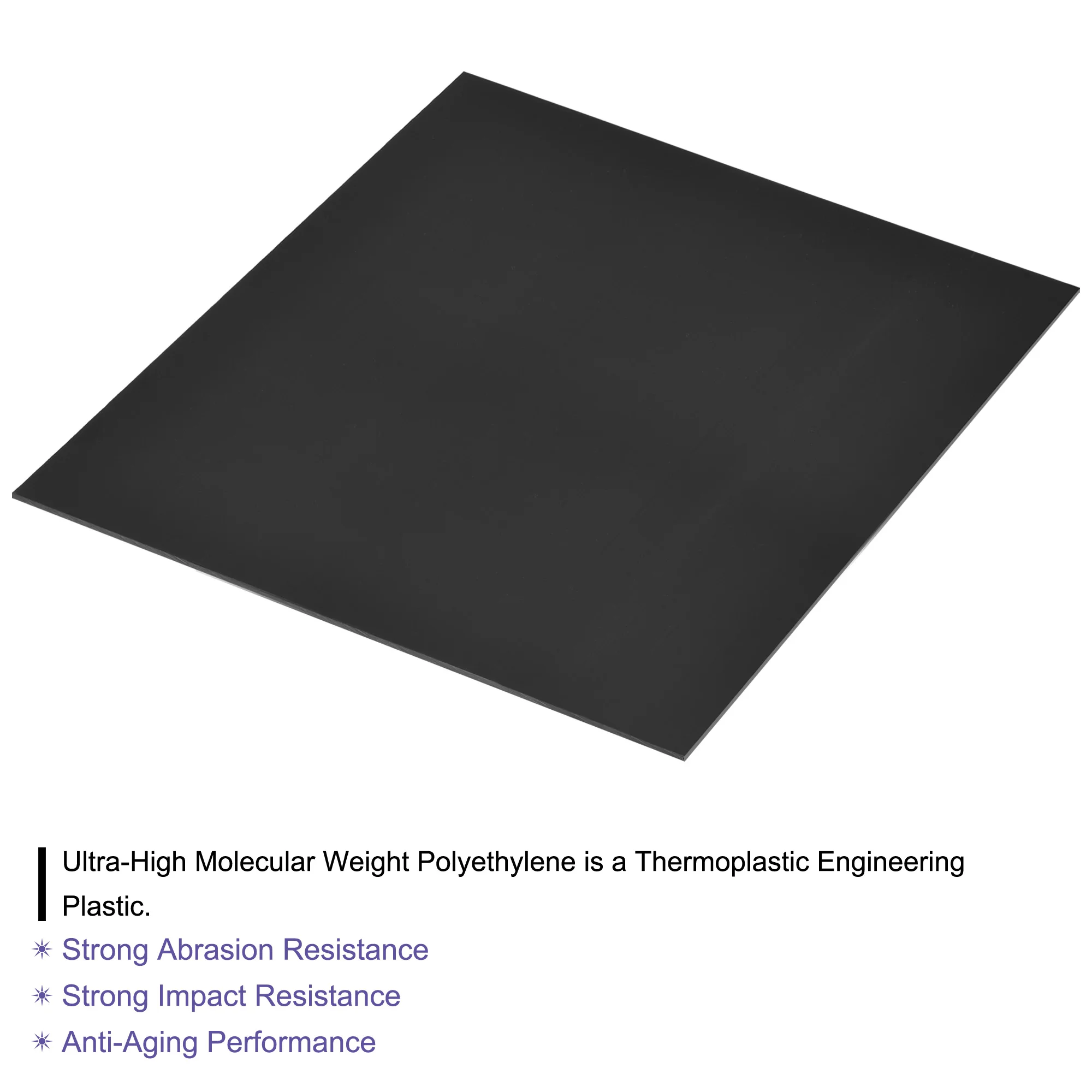 uxcell UHMW Sheet Ultra High Molecular Weight Polyethylene Sheet Hard Plastic Sheet Board 12''x 12 '' x 0.08'' Black 2 Pcs