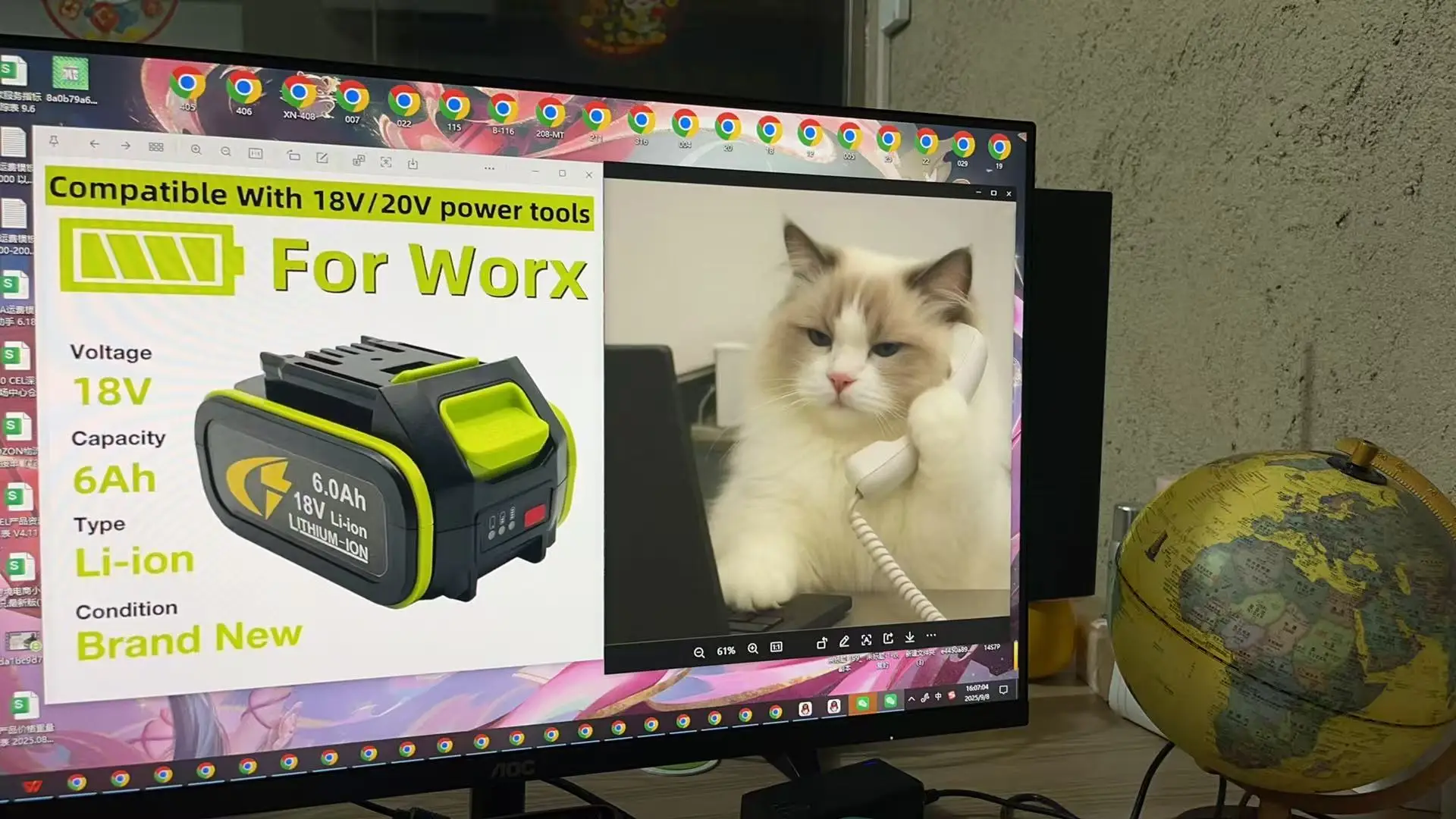 

18V For Worx Batteria Universale Piattaforma Verde 6.0Ah Adatto per WU386 WU388 WU279 WU182 WU380SWU808 Serie Utensili Elettrici