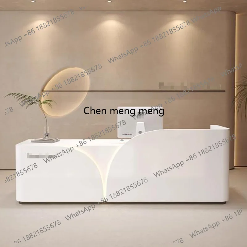 A139 Simple Salon Reception Desks Company Led Lights Best Aesthetic Reception Desks Design White Mostrador De Tienda Trendy Furn