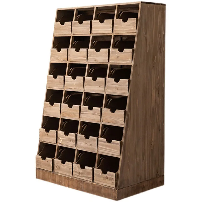 Pastoral Storage Cabinet Locker Living Room American Edge Cabinet Drawer Cabinet Removable Solid Wood Bucket