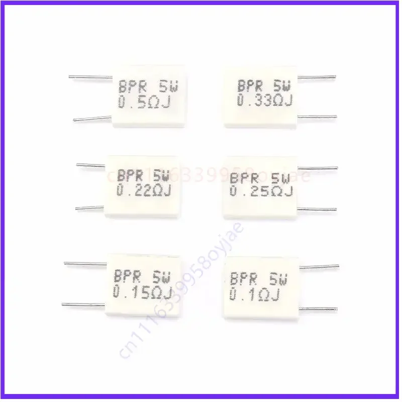 200pcs  High 5W Non-inductive Cement Resistor for 0.01/0.015/0.022/0.1/0.22/0.33/0.5 Ohm 5% Tolerance
