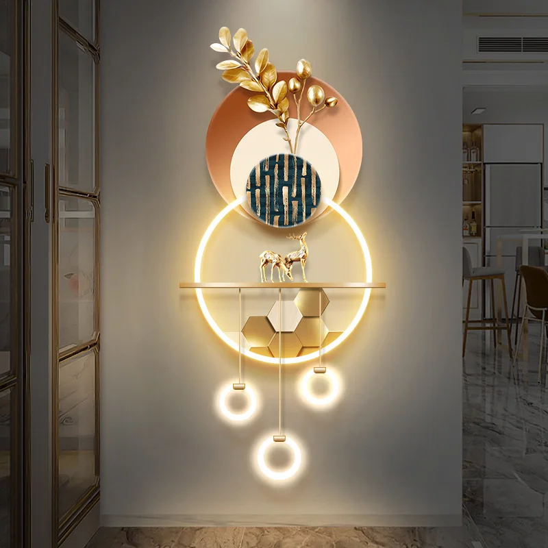 60*125CM Exquisite 3D LED Wall Art Decor UV Printing Porcelain Carved Crystal Genre Paintings Art Decor Style Home Decor