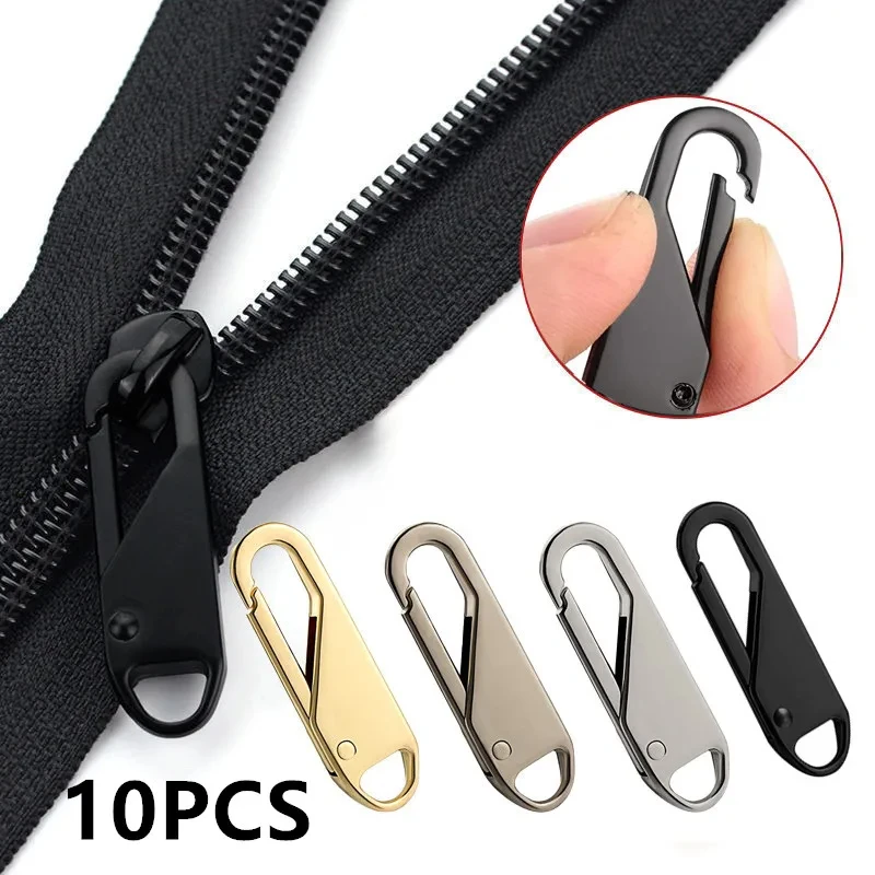 10PCS Universal Zipper Puller Detachable Metal Zipper Head Repair Kits For Zipper Slider DIY Craft Sewing Clothes Accessories