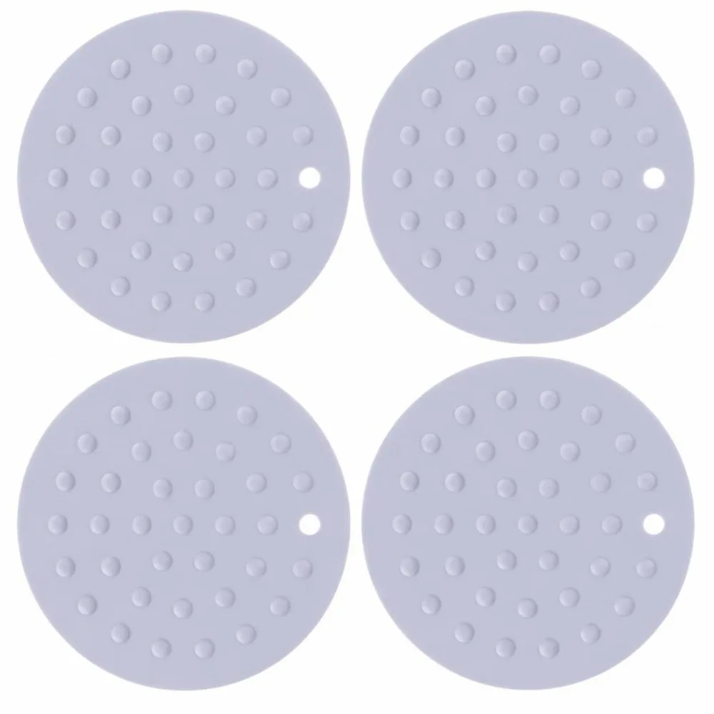 4Pcs Silicone Heat Insulation Pad Anti Scald Structure Foldable Trivet Practical Concave Convex Kitchen Pad