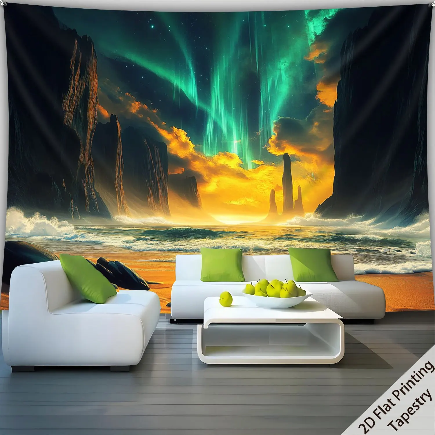 Wave Canyon Aurora Digital printing polyester wall tapestry suitable for use in living rooms bedrooms offices bars and party
