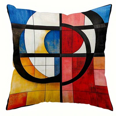 Abstract geometric pattern Double-sided Printed pillow cover Short plush Suitable living rooms bedrooms sofa throw cushion cover