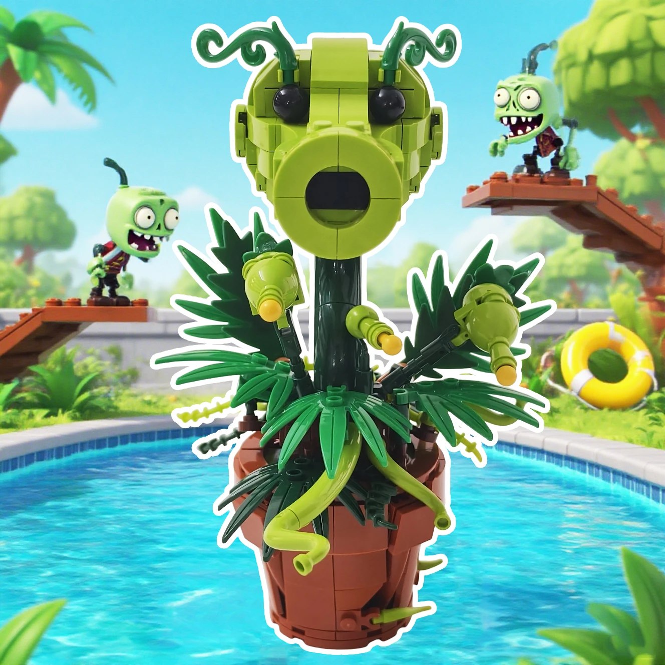 

MOC Pea Shooter Piranha Plant Building Block Chomper Горшечное растение Horrors Цветочная модель Кирпичи Сборная игрушка Дети собирают подарок