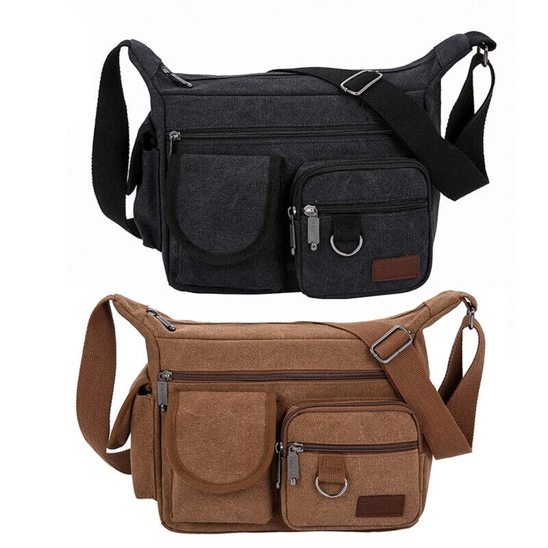 Canvas Messenger Bag for Men Vintage Water Resistant Waxed Crossbody Bags Briefcase Padded Shoulder Bag for Male Handbag Satchel