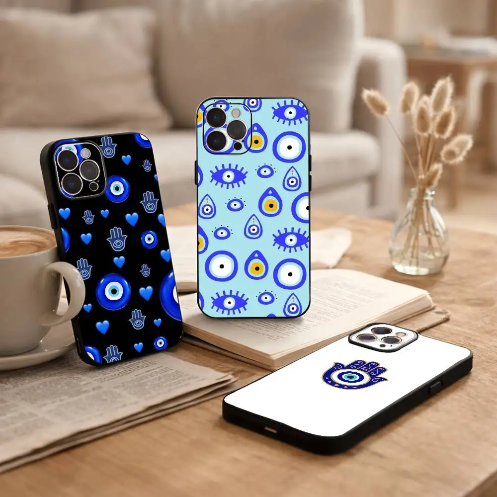 

T-Turkish L-Lucky Blue Evil Eye Phone Case For iPhone17 16 15 14 13 12 11 Pro Max Plus,5G Soft Black Case