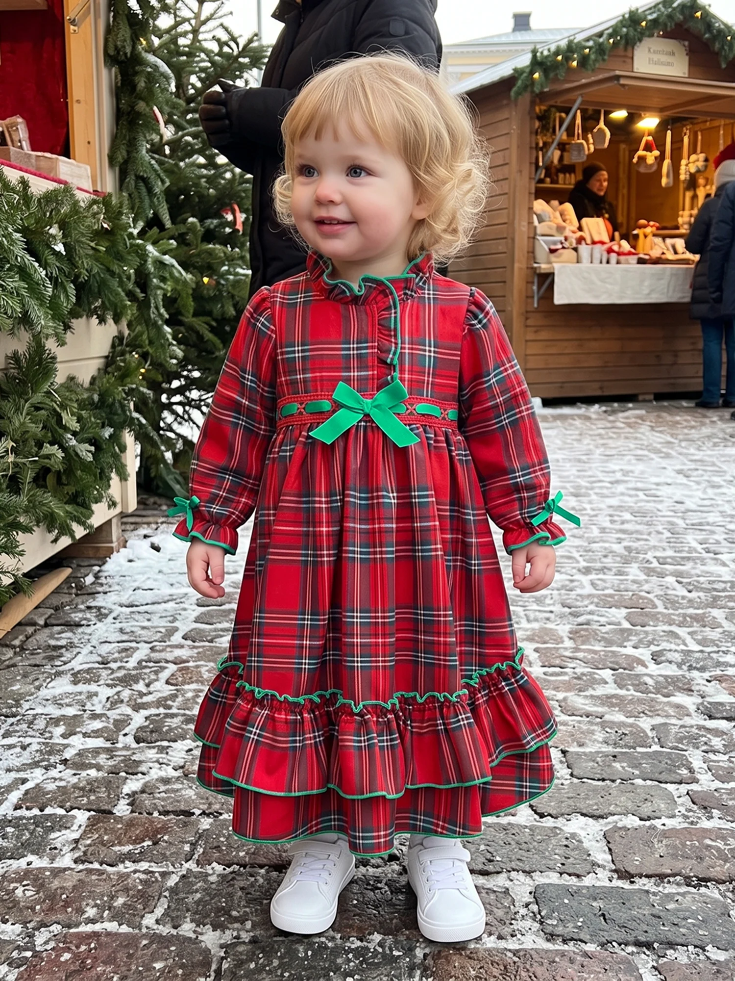 Night Long Sleeve Girls Holiday-Plaid-Pajamas Long Long-Sleeve Pajamas Dress Night Professional