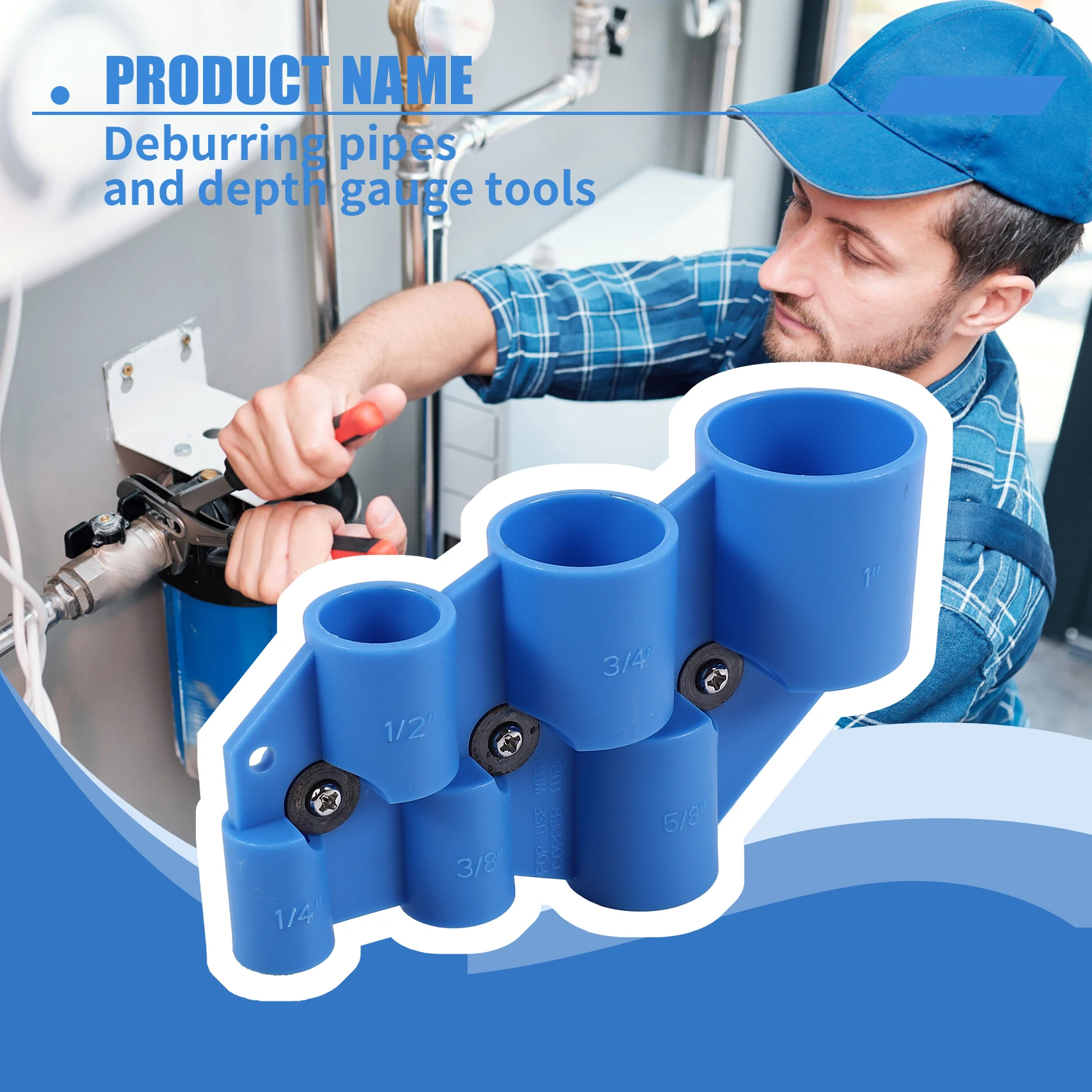 A69efull Size 1/4Inch-1Inch Deburring Pipe And Depth Gauge Tool For Copper, CPVC, PEX, PE-RT, HDPE Pipe