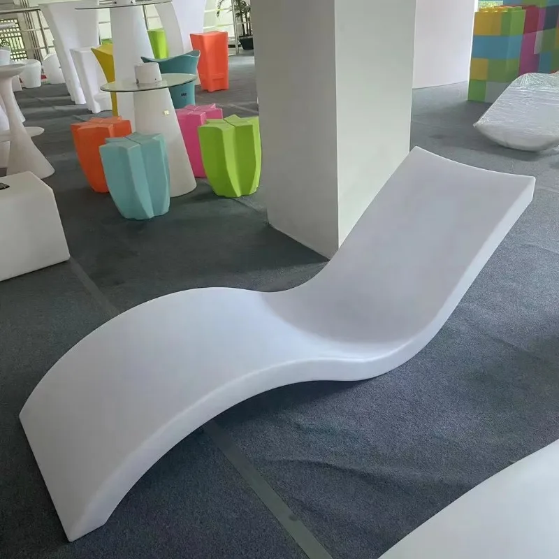 Submerged Pool Loungers in Pool Sun Lounger  Ledge in Water Bed Outdoor S Shape Day Bed Pools Wave Lounger for Resort Hotel