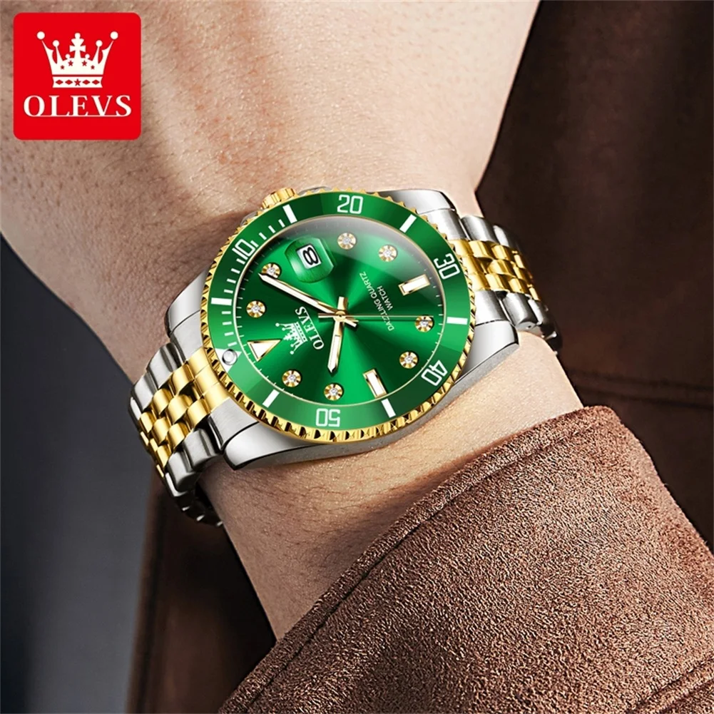 OLEVS 9809 Men\'s Watch Original Waterproof Automatic Date Rotation Ring Luxury Brand Diving Quartz Men\'s Watch Reloios Masculino