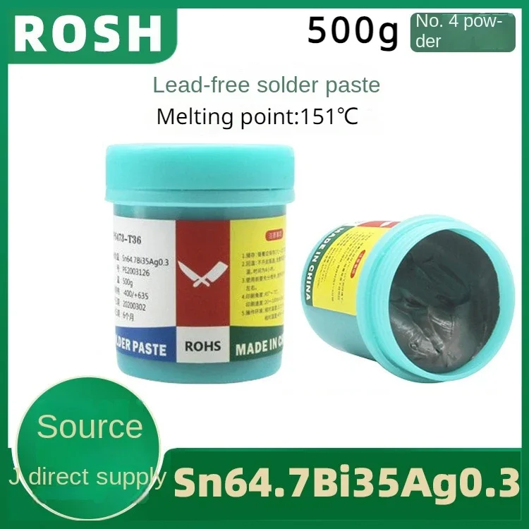 

500g/bottle Sn64.7Bi35Ag0.3 medium temperature 180℃ solder paste SMT chip halogen-free environmental protection solder paste