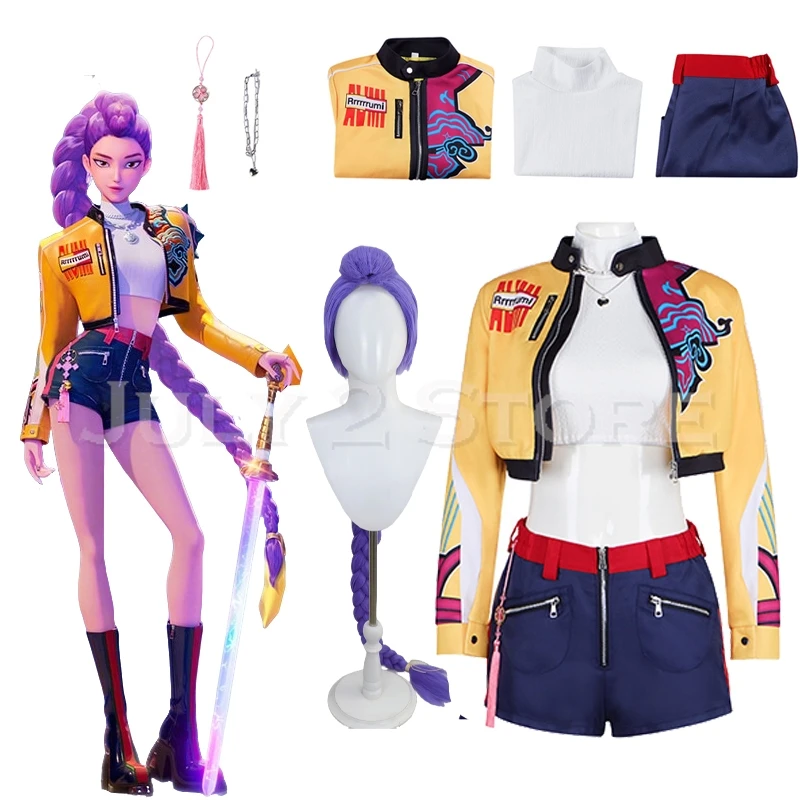 Mira Rumi Zoey Demon Hunters Stage Cosplay Vestiti Parrucca Costumi Halloween K-Pop Ragazza Gruppo Idol Gioco di ruolo Outfit Donna Bambini taglia