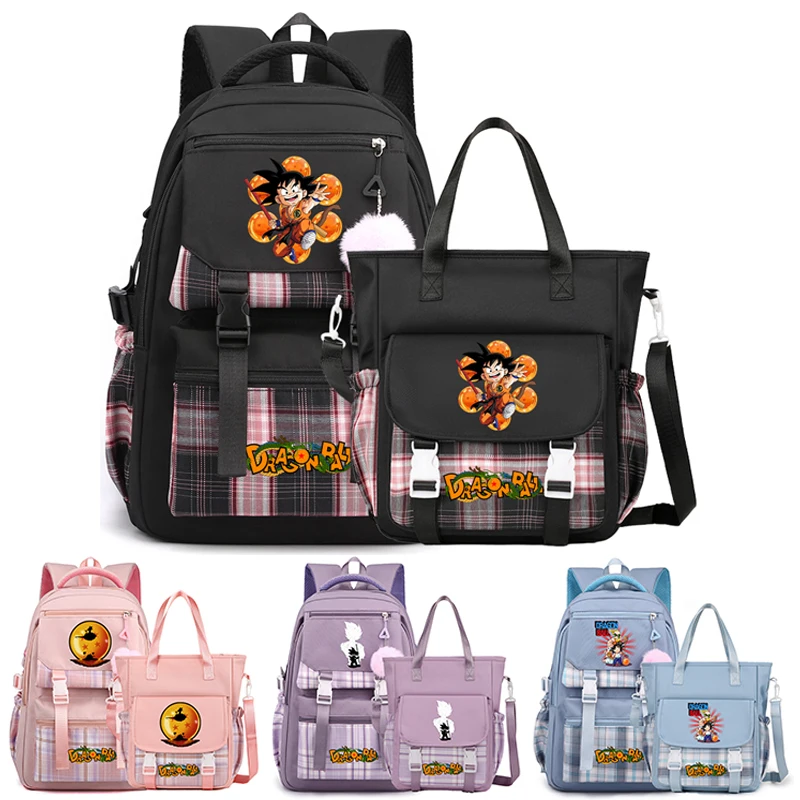 2Pcs/set Dragon Ball Backpack for Goku Knapsack Usb Laptop Mochila Shoulder Bag Teen Student Girl Boy Back To School Schoolbag